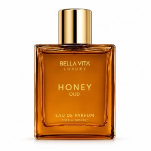 BellaVita Honey Oud perfume bottle with honey and oud-inspired styling